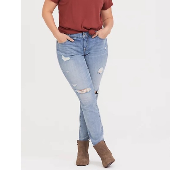 torrid Denim - Torrid Classic Skinny Jeans Distressed Light Wash Size 14